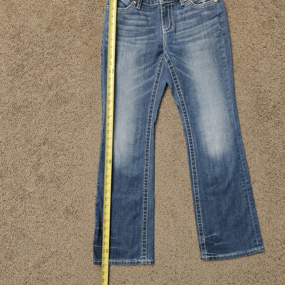 Harley Davidson Womens 6P Blue Embellished Bootcut Jeans Thick Stitch Bling - Picture 9 of 13